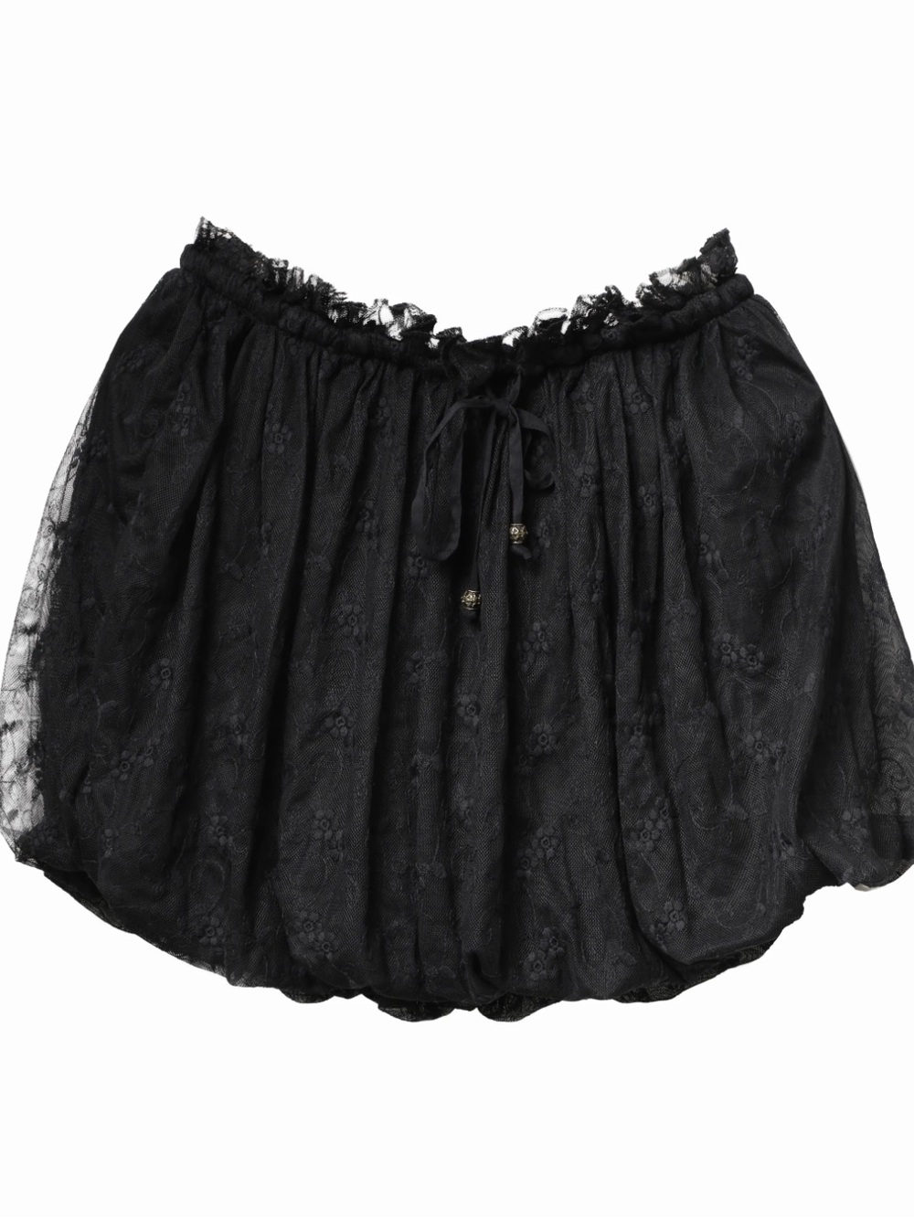 Black Lace Bubble Mini Skirt - Women's Elegant Evening Skirt